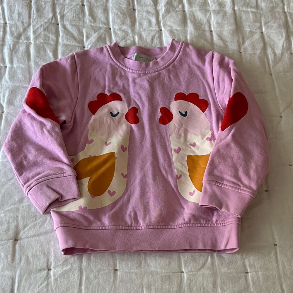 Stella McCartney Pink Chicken Print Kids Sweatshirt